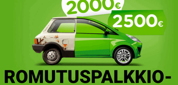 Vanha auto vaihtuu uuteen romutuspalkkion tuella