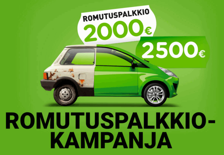Vanha auto vaihtuu uuteen romutuspalkkion tuella