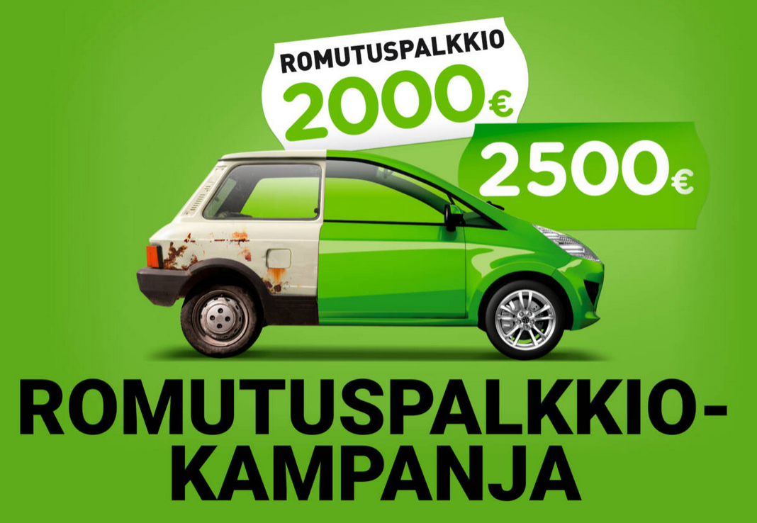 Vanha auto vaihtuu uuteen romutuspalkkion tuella